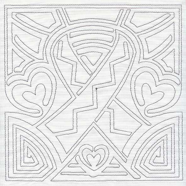 Mola Awareness Ribbon Quilting Square (Single Run)