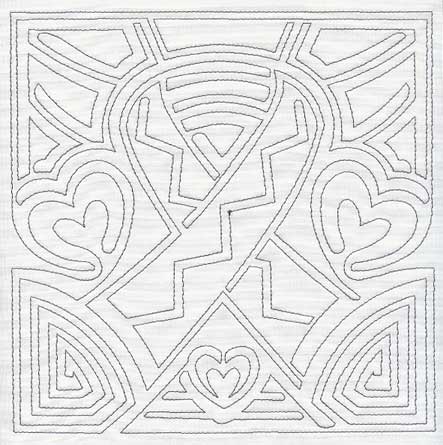 Mola Awareness Ribbon Quilting Square (Single Run)