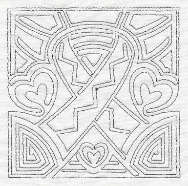 Mola Awareness Ribbon Quilting Square (Single Run)