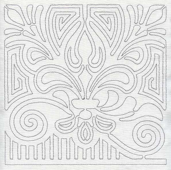 Mola Fleur de Lis Quilting Square (Single Run)