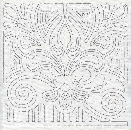 Mola Fleur de Lis Quilting Square (Single Run)