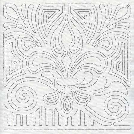 Mola Fleur de Lis Quilting Square (Single Run)