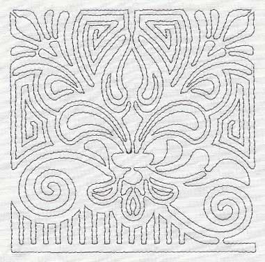 Mola Fleur de Lis Quilting Square (Single Run)