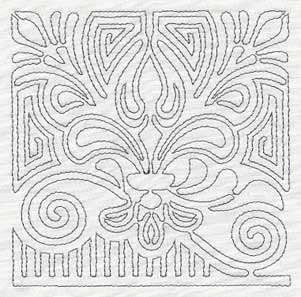 Mola Fleur de Lis Quilting Square (Single Run)