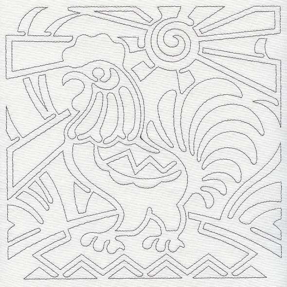 Mola Rooster Quilting Square (Single Run)