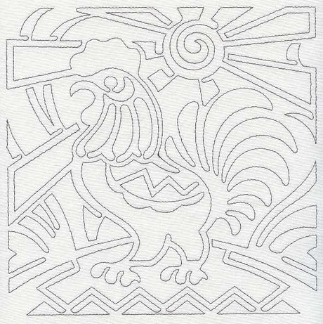 Mola Rooster Quilting Square (Single Run)