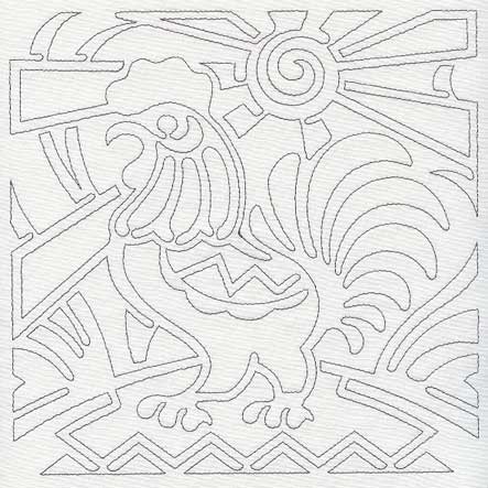 Mola Rooster Quilting Square (Single Run)