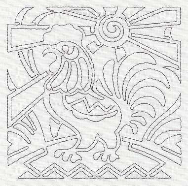 Mola Rooster Quilting Square (Single Run)