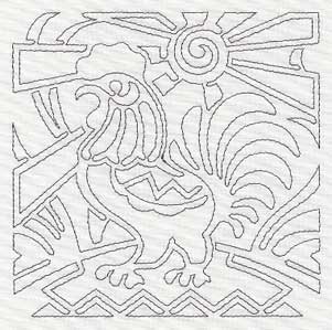 Mola Rooster Quilting Square (Single Run)