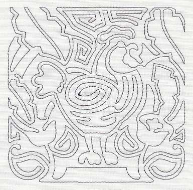 Mola Hen Quilting Square (Single Run)