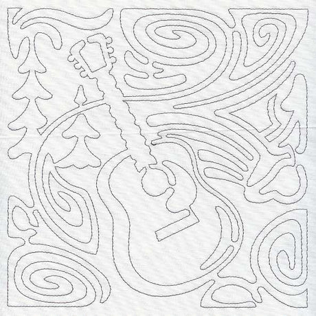 Mola Guitar Quilting Square (Single Run)