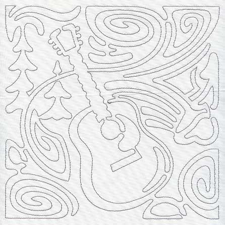 Mola Guitar Quilting Square (Single Run)