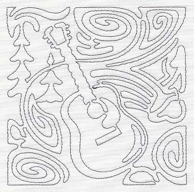 Mola Guitar Quilting Square (Single Run)