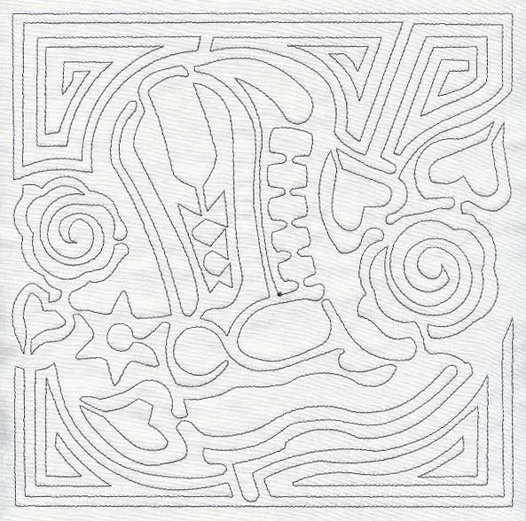 Mola Cowboy Boot Quilting Square (Single Run)