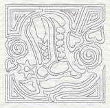Mola Cowboy Boot Quilting Square (Single Run)