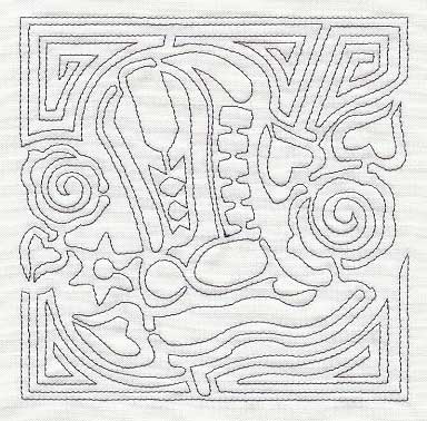 Mola Cowboy Boot Quilting Square (Single Run)