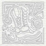 Mola Cowboy Boot Quilting Square (Single Run)