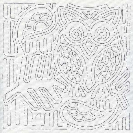 Mola Retro Owl Quilting Square (Single Run)
