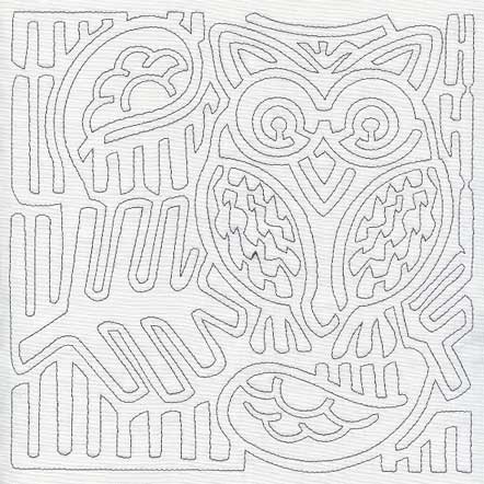 Mola Retro Owl Quilting Square (Single Run)