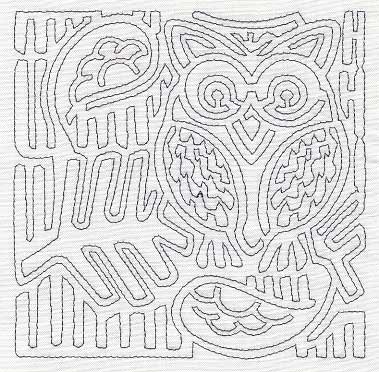 Mola Retro Owl Quilting Square (Single Run)