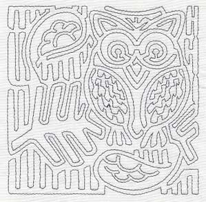 Mola Retro Owl Quilting Square (Single Run)