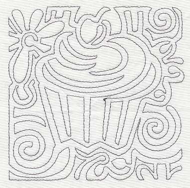 Mola Cupcake Quilting Square (Single Run)