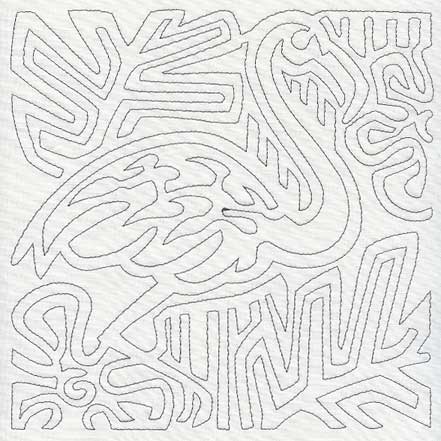 Mola Flamingo Quilting Square (Single Run)