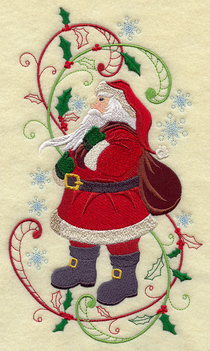 Enchanted Christmas Santa Claus with Swirls