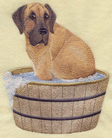 Great Dane in Bathtub