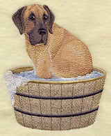 Great Dane in Bathtub
