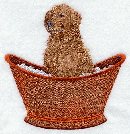 Golden Retriever in Bathtub