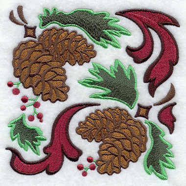 Arts and Crafts Pine Boughs and Cones Square