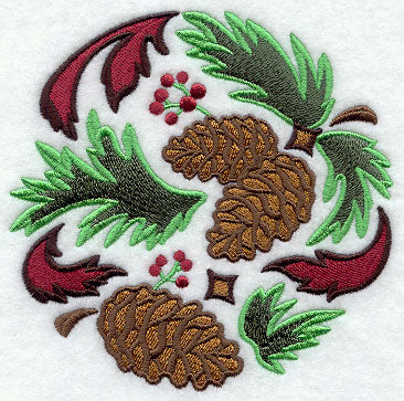 Arts and Crafts Pine Boughs and Cones Circle