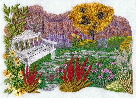 Autumn's Garden with Bench