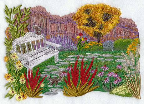 Autumn's Garden with Bench
