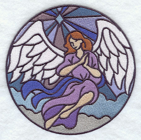 Stained Glass Praying Angel Circle