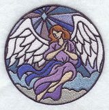 Stained Glass Praying Angel Circle