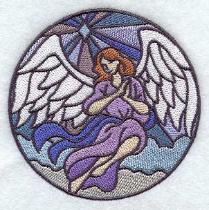 Stained Glass Praying Angel Circle