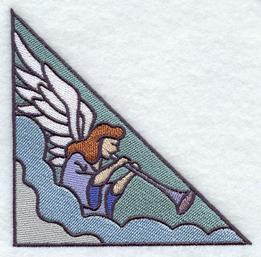 Stained Glass Trumpeting Angel Corner