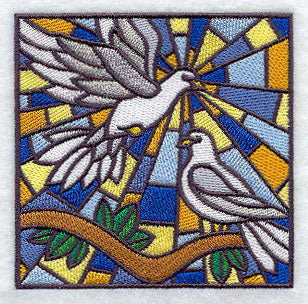 Stained Glass Doves of Peace Square