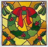 Stained Glass Christmas Wreath Square