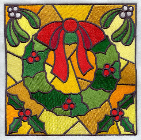 Stained Glass Christmas Wreath Square