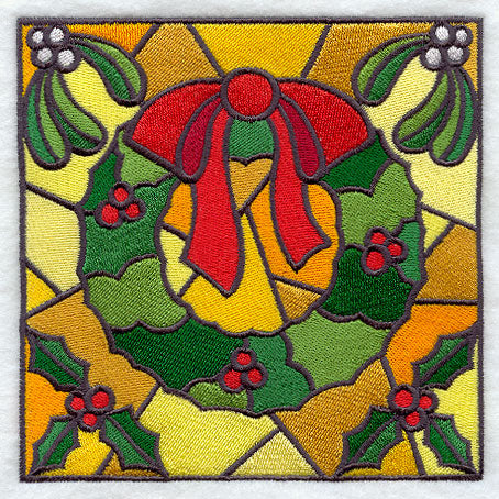 Stained Glass Christmas Wreath Square