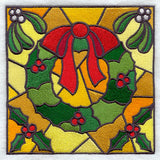Stained Glass Christmas Wreath Square