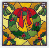 Stained Glass Christmas Wreath Square