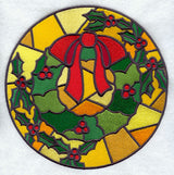 Stained Glass Christmas Wreath Circle