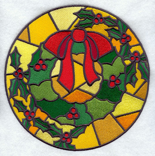 Stained Glass Christmas Wreath Circle