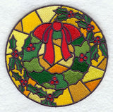 Stained Glass Christmas Wreath Circle