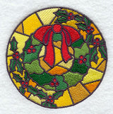 Stained Glass Christmas Wreath Circle