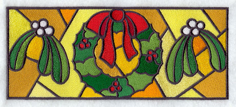 Stained Glass Christmas Wreath Border
